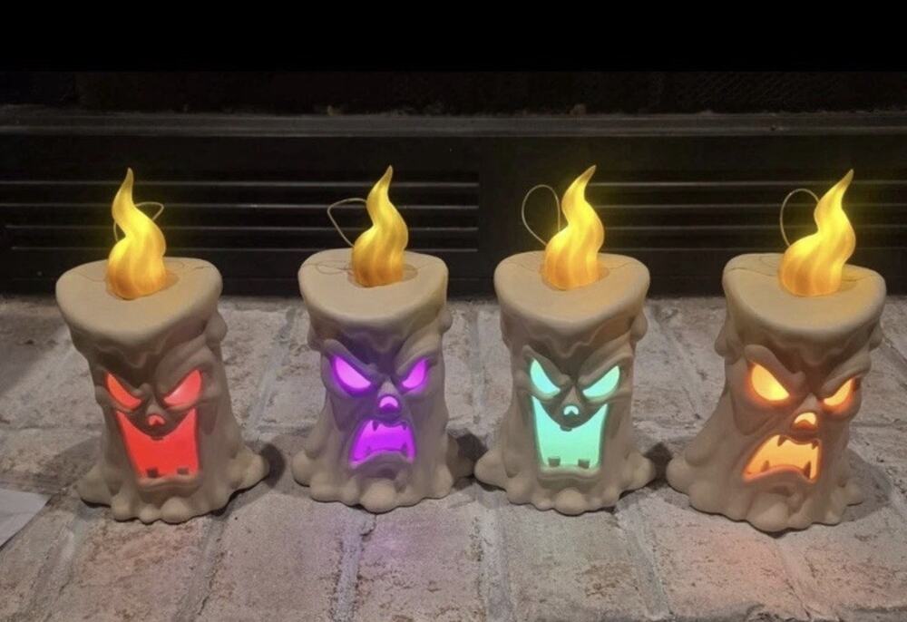 2x Home Depot Halloween Spooky Lights Candles Color Changing Ghost Flames Viral